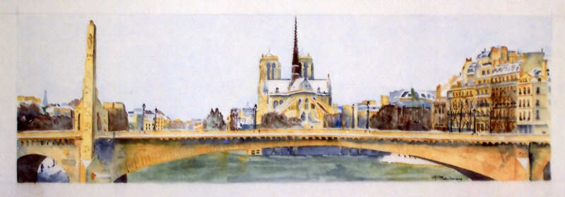 Pierre Maubeau - 水彩画  - Notre Dame de Paris