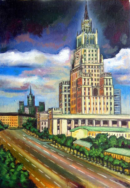 Oil painting - Moscow - Foreign office building 
