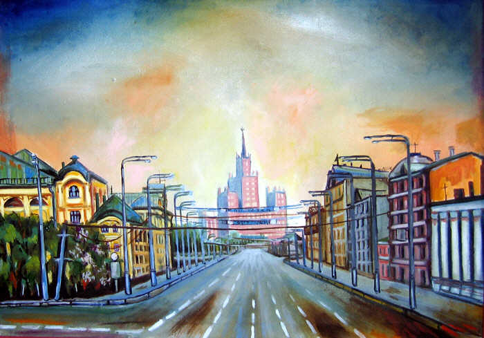 Oil painting - Moscow - Lubianka  