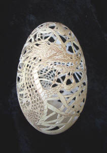 Christel Assante, Oeufs sculptés, egg carving 
