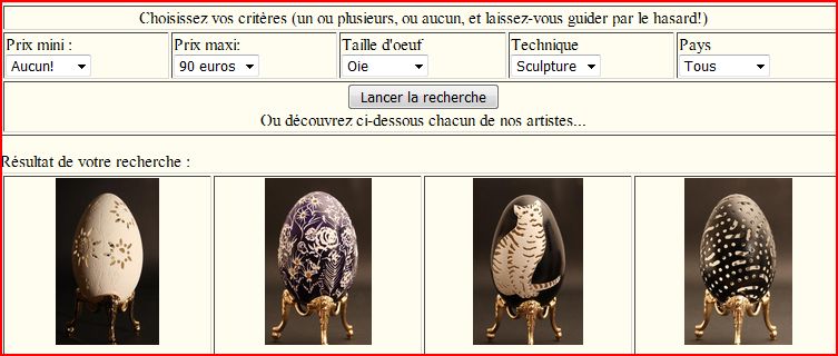 Catalogue intéractif d'oeufs décorés