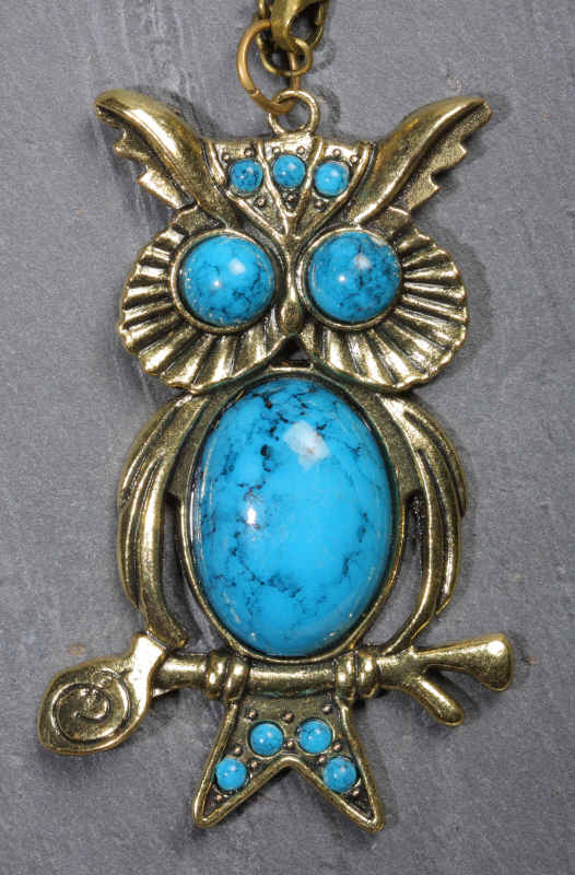 Pendentif en forme de chouette - couleur turquoise 