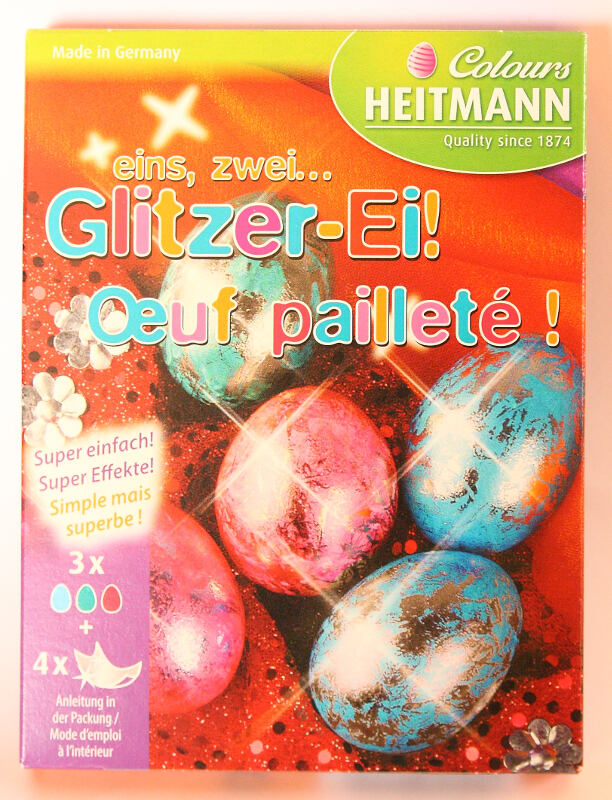 Teintures pour oeuf + effets paillettes 