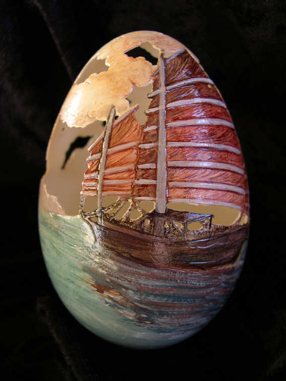 Christel Assante, egg shell carver