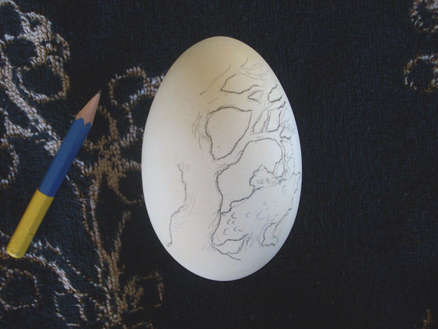 Sketch on egg shell