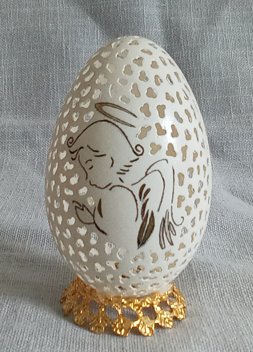  Oeuf d'oie sculpté et peint